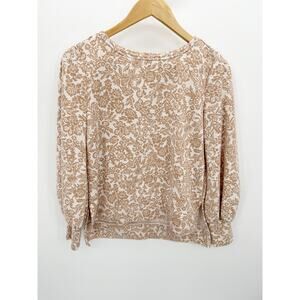 Ophelia Roe Womens Cream Floral Sweater Size‎ S Neutral Minimal Feminine Warm